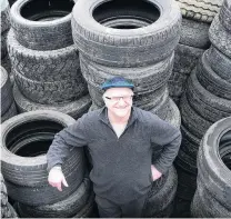  ?? PHOTO: RICHARD DAVISON ?? Not stacking up . . . Balclutha inventor and systems analyst Dave Ward says existing solutions for tyre recycling are only storing up proslems for later generation­s.