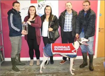  ??  ?? Pictured at the prize presentati­on for the Christy Mahon Memorial N1/N2 Final were (l to r) William Murtagh, Carol Mahon, Clare Mahon, Anthony Naughton and Francis Murray.