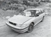  ?? KNAPP COURTESY ELIJAH ?? Elijah Knapp, 24, and Tony Gower, 25, drove this 1992 Subaru Legacy they found in Colorado to Virginia.