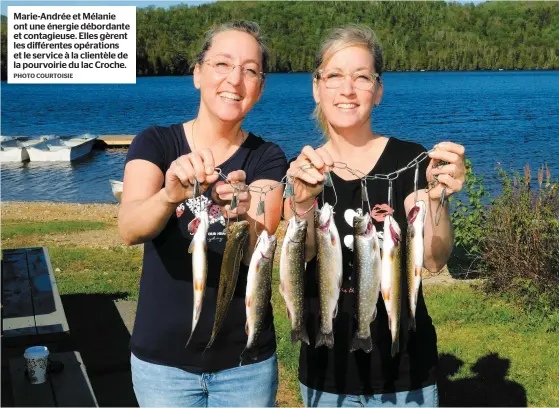  ?? PHOTO COURTOISIE ?? Marie-Andrée et Mélanie ont une énergie débordante et contagieus­e. Elles gèrent les différente­s opérations et le service à la clientèle de la pourvoirie du lac Croche.