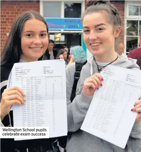  ??  ?? Wellington School pupils celebrate exam success