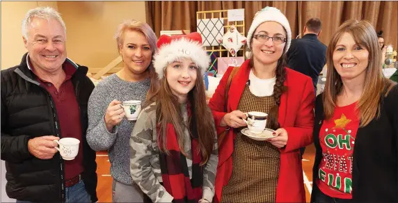  ??  ?? Gerry and Sophie Hynes, Ayla Murphy, Amanda Hatton and Sharon Berkhahn at the Christmas fair in Glenealy Village Hall.