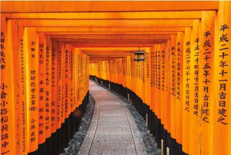  ??  ?? Above right
FUSHIMI INARI SHRINE, KYOTO,
This shrine is a magical sight to behold and is famous for its tori gates