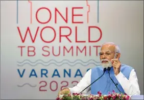  ?? ANI ?? PM Narendra Modi addresses at ‘One World TB Summit’ on 24 March.