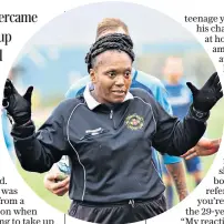  ??  ?? United front: Patsy Andrews and her son Akil have offered each other support along their refereeing journeys. Now Patsy is a respected match official in grass-roots football circles in Leicester while Akil has worked his way up to become an assistant referee in the Championsh­ip