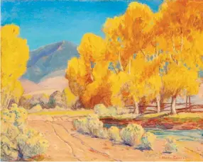  ??  ?? Sheldon Parsons (1866-1943), Study for “Autumn in New Mexico”, oil on board, 15¾ x 19¾” Estimate: $5/7,000