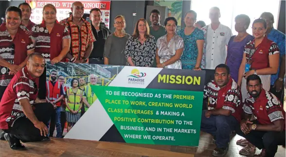  ?? Photo: Simione Haravanua ?? Fiji Airways Flying Fijians halfback Frank Lomani (standing 8th from left) after the presentati­on in Suva on February 15, 2019.