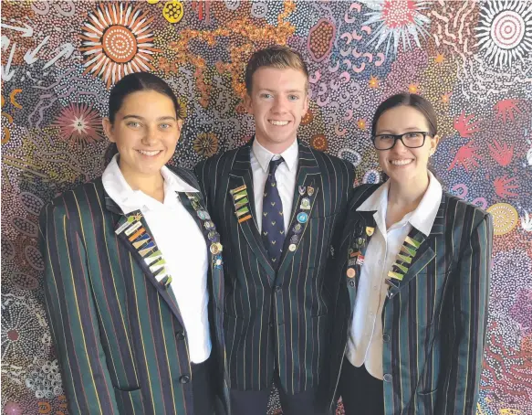  ??  ?? Kirsty Brodbeck, 17, Kydra Walden, 16, and Alexandra Gerrard, 17, represente­d Somerset College at the Bond University High School Mooting Competitio­n Grand Final.