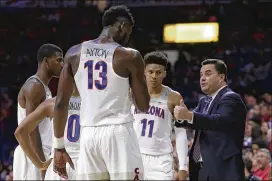  ?? RICK SCUTERI / AP ?? With three losses in three games in the Bahamas, Arizona coach Sean Miller and the second-ranked Wildcats could fall out of the AP Top 25 today when the new poll is announced. Arizona finished last in the eight-team tournament.