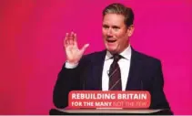  ?? - Reuters ?? SPELLING OUT: The Labour Party’s Shadow Secretary of State for Departing the European Union Keir Starmer speaks at his party’s conference in Liverpool, Britain, September 25, 2018.