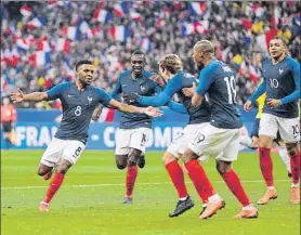  ?? FOTO: AP ?? El extremo francés celebrando un gol con la selección gala