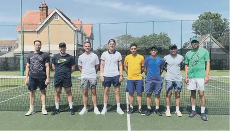  ?? ?? Lee v Chichester men’s 1 (from left): Chris Muller, Josh Maitland, Tom Chattell, Dan Eldred, Stuart Marks, Jimmy Marks, Joe Glover, Adam Kamruddin