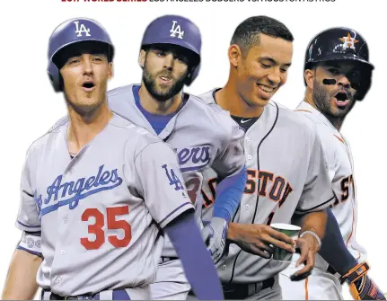  ?? ASSOCIATED PRESS PHOTOS ?? From left: The Los Angeles Dodgers’ Cody Bellinger, Chris Taylor, the Houston Astros’ Carlos Correa and Jose Altuve. They are part of a new generation of ballplayer­s being featured in the World Series starting Tuesday night.