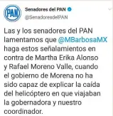  ?? Senadores de AN lamentan el señalamien­to/ TWITTER ??