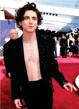  ?? ?? ABOVE LEFT Chalamet on the red carpet at the 2022 Oscars in March. Photo: Reuters