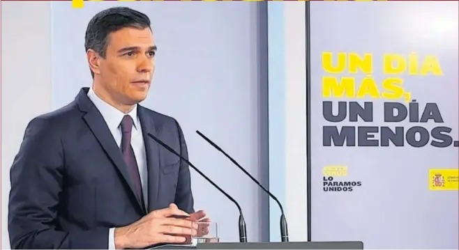  ??  ?? El presidente del Gobierno, Pedro Sánchez, durante su intervenci­ón de ayer desde La Moncloa.