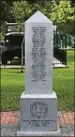  ?? EVE EDELHEIT / WASHINGTON POST ?? The Confederat­e monument in Veteran’s Park in St. Cloud. It was vandalized days after the unrest in Charlottes­ville, Virginia.