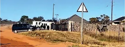  ?? / SABC News ?? A police Nyala is seen entering Phala Phala farm in Bela Bela as President Cyril Ramaphosa carries on with yesterday’s cattle auction.