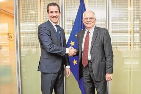  ?? EP ?? Guaidó y Borrell en Bruselas el 22 de enero del año pasado
