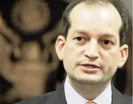  ?? Getty Images ?? Former South Florida U.S. Attorney Alexander Acosta never told underage sex-abuse victims of the plea deal that he helped engineer for Jeffrey Epstein. A federal judge found that to be a violation of the Crime Victims’ Rights Act.
