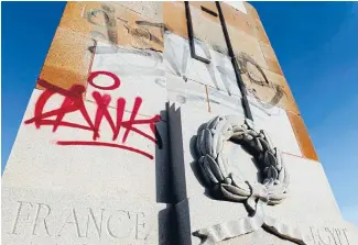  ?? Photo: KIRK HARGREAVES/FAIRFAX NZ ?? TheNewBrig­hton War Memorial has been a target for local taggers.