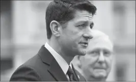  ?? STEPHEN CROWLEY / THE NEW YORK TIMES ?? House Speaker Paul Ryan, R-wis., and Senate Majority Leader Mitch Mcconnell, R-KY., field questions from reporters Feb. 27 at the White House. The fate of the Deferred Action for Childhood Arrivals rests with Congress and will require legislativ­e action.