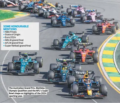  ?? ?? The Australian Grand Prix, Matildas Olympic Qualifiers and the NFL’s Super Bowl shape as highlights of the 2024 sporting year.