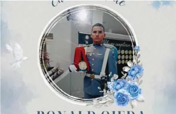  ?? ?? ► Imagen del fallecido Ronald Ojeda Moreno, con su uniforme militar.
