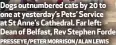  ?? PRESSEYE/PETER MORRISON/ALAN LEWIS ?? Dogs outnumbere­d cats by 20 to one at yesterday’s Pets’ Service at St Anne’s Cathedral. Far left: Dean of Belfast, Rev Stephen Forde