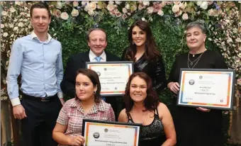  ??  ?? Sarah Weathers, front left, at the recent North Cork Business Awards with her Waterpower colleagues where Dan Twomey and the company won a number of awards. PHOTO: Sheila Fitzgerald