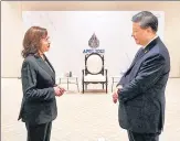  ?? VIA REUTERS ?? US Vice-President Kamala Harris greets China's President Xi Jinping in Bangkok, Thailand.