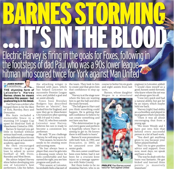 ??  ?? PROLIFIC Paul Barnes scored twice for York against United