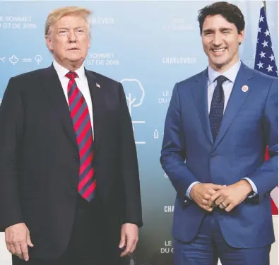  ?? SAUL LOEB / AFP / GETTY IMAGES FILES ?? American President Donald Trump and Canadian Prime Minister Justin Trudeau don’t share a lot in common but
they are both quick to place the blame elsewhere when they find themselves in trouble over a mistake.