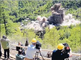  ?? Korean Central News Agency ?? NORTH KOREA says it has destroyed its Punggye-ri nuclear test site, shown here in a photo released last month by the government-run news agency.