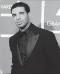  ?? LIONEL HAHN/ ABACA PRESS FILES ?? Toronto hip- hop artist Drake has four Grammy nomination­s for collaborat­ive works with Rihanna and Nicki Minaj.