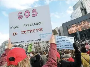  ?? C. Brégand / Sipa ?? Lors d’une manifestat­ion contre la fermeture des lieux de culture, en décembre à Paris.