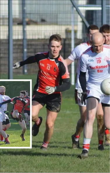  ??  ?? Patrick Clarke and Eoin McKenna keep the pressure on for St Kevin’s against St Bride’s. Pictures: Aoife Clare