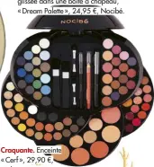 ??  ?? Magique. Maxi-palette de maquillage glissée dans une boîte à chapeau, « Dream Palette », 24,95 €, Nocibé.Enceinte « Cerf », 29,90 €, Mob au BHV.