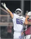  ?? OKLAHOMAN] ?? Bethany's Trent Mcfadden (65) signals first down against Tuttle in the first half Friday of a 21-0 road win. [ALONZO ADAMS/FOR THE