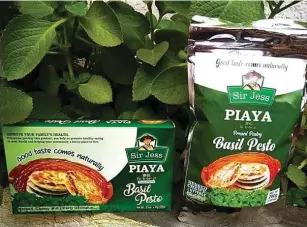  ??  ?? Sir Jess’s award-winning product is the Savory Herbed Piaya in Basil Pesto.