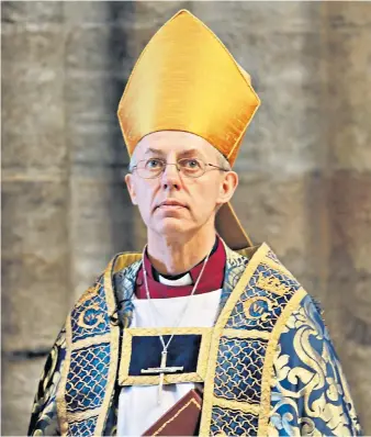  ??  ?? The Most Rev Justin Welby, the Archbishop of Canterbury, said the cut to foreign aid spending was ‘shameful and wrong’