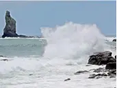  ?? AFP ?? Waves batter the coastline as Typhoon Haishen approaches in Makurazaki, Kagoshima Prefecture on Saturday. —