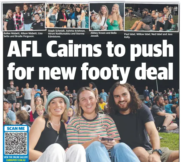  ?? Picture: Andreas Nicola ?? Izzy Lukins, Franny Earp and Jonah Lafferty at Cazalys Stadium for the match between St Kilda and Port Adelaide.