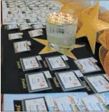  ?? SUBMITTED PHOTO ?? The Perkiomen Valley Chamber of Commerce will host its fourth annual PV Stars Awards Gala Feb. 15. In this file photo, name tags wait to be picked up at the 2017 gala.