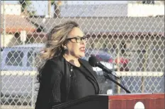  ?? MARCIE LANDEROS PHOTO ?? El Centro Mayor Martha Cardenas-Singh speaks about McGee Park’s namesake, Dubois McGee, during the McGee Park Ground Breaking Ceremony on Wednesday, March 15, in El Centro.