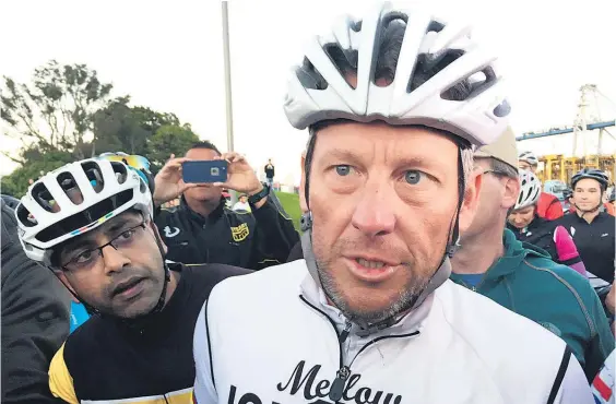  ?? Picture/Greg Bowker ?? Lance Armstrong, who visited New Zealand last December, has suffered hugely financiall­y since his doping admission.