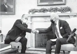  ?? SARAHBETH MANEY/GETTY ?? President Joe Biden meets Friday with Israeli Prime Minister Naftali Bennett in the Oval Office at the White House in Washington, D.C.