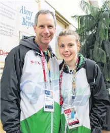  ?? SUBMITTED PHOTO ?? Francois and Natalie Caron chat at the 2019 Canada Winter Games in Red Deer, Alta., this week.