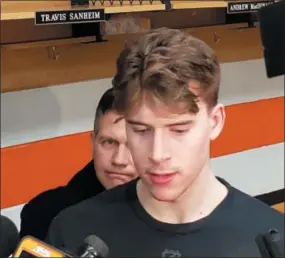  ?? SUBMITTED PHOTO ?? Flyers goaltender Carter Hart came up short of an unpreceden­ted ninth straight win before his 21st birthday, falling to the Penguins, 4-1, at the Wells Fargo Center Monday night.
