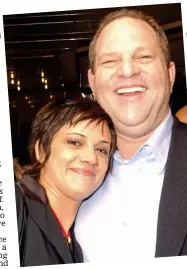  ??  ?? Countercla­im: Asia Argento (pictured with Harvey Weinstein in 2004) is herself accused of seducing an underage actor
